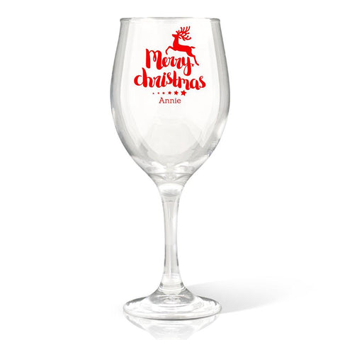 Reindeer Christmas Wine Glass