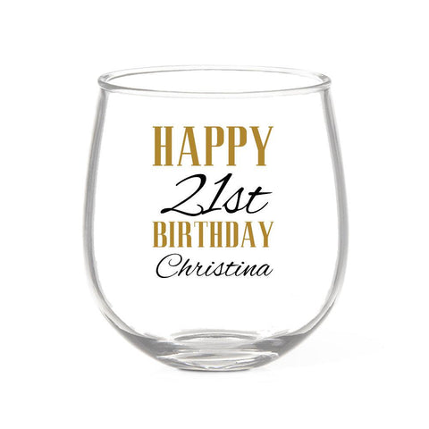 Birthday Stemless Wine Glass