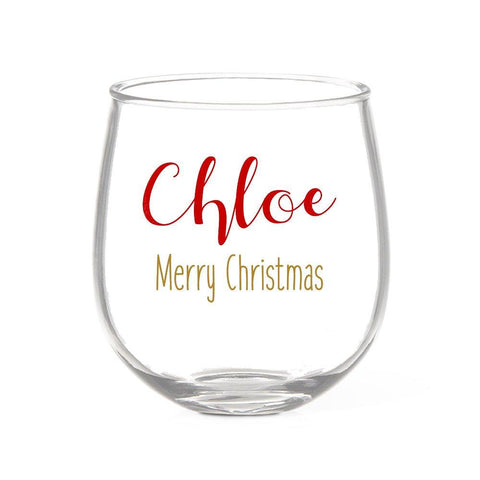 Festive Christmas Stemless Wine Glass
