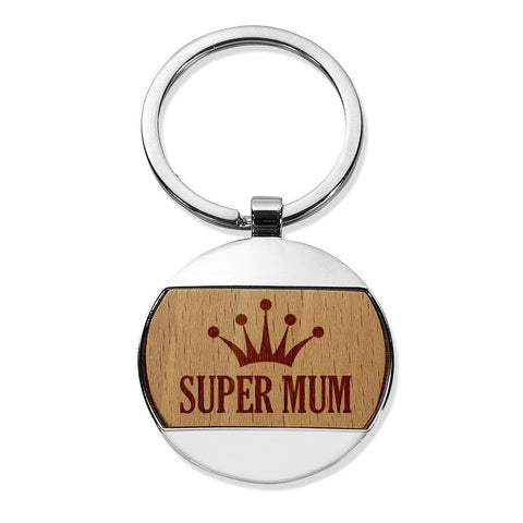 Super Mum Round Metal Keyrings