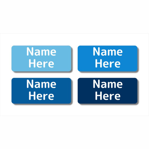 Multi Colour - Blues Rectangle Name Labels 32pk