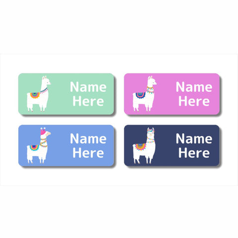 Llama Rectangle Name Labels 32pk