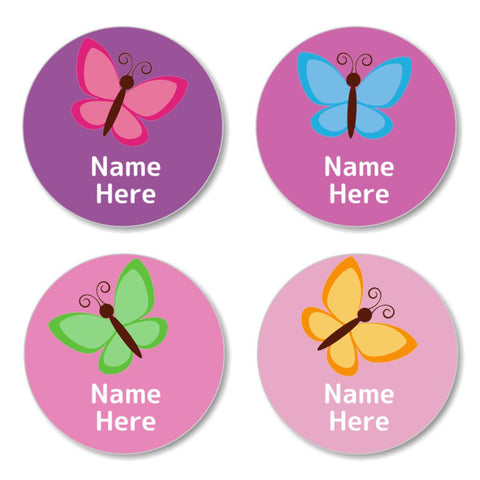 Butterfly Round Name Labels 30pk