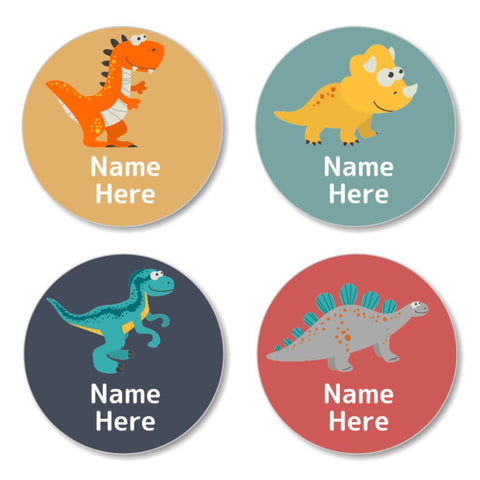 Dinosaur Round Name Labels 30pk