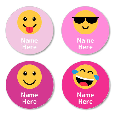 Emoji Round Name Labels 30pk