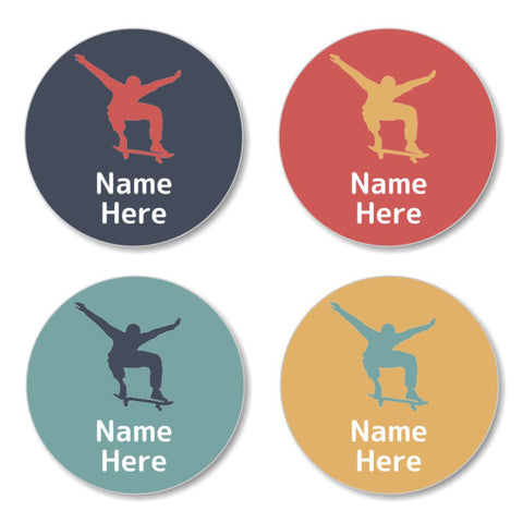 Skater Round Name Labels 30pk