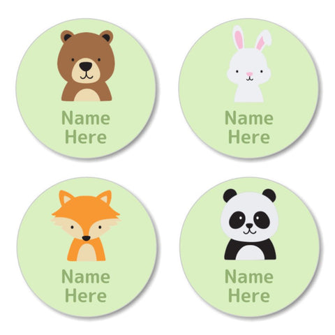 Woodland Animals Round Name Labels 30pk