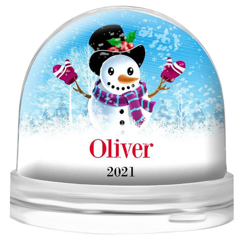 Blue Snowman Snow Globe