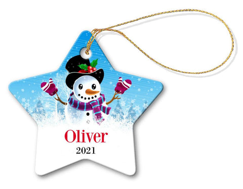 Blue Snowman Star Decoration